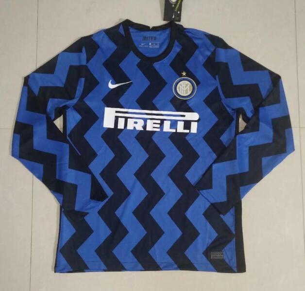 Inter Milan Long Sleeve Home Kit Soccer Jersey 2020/21